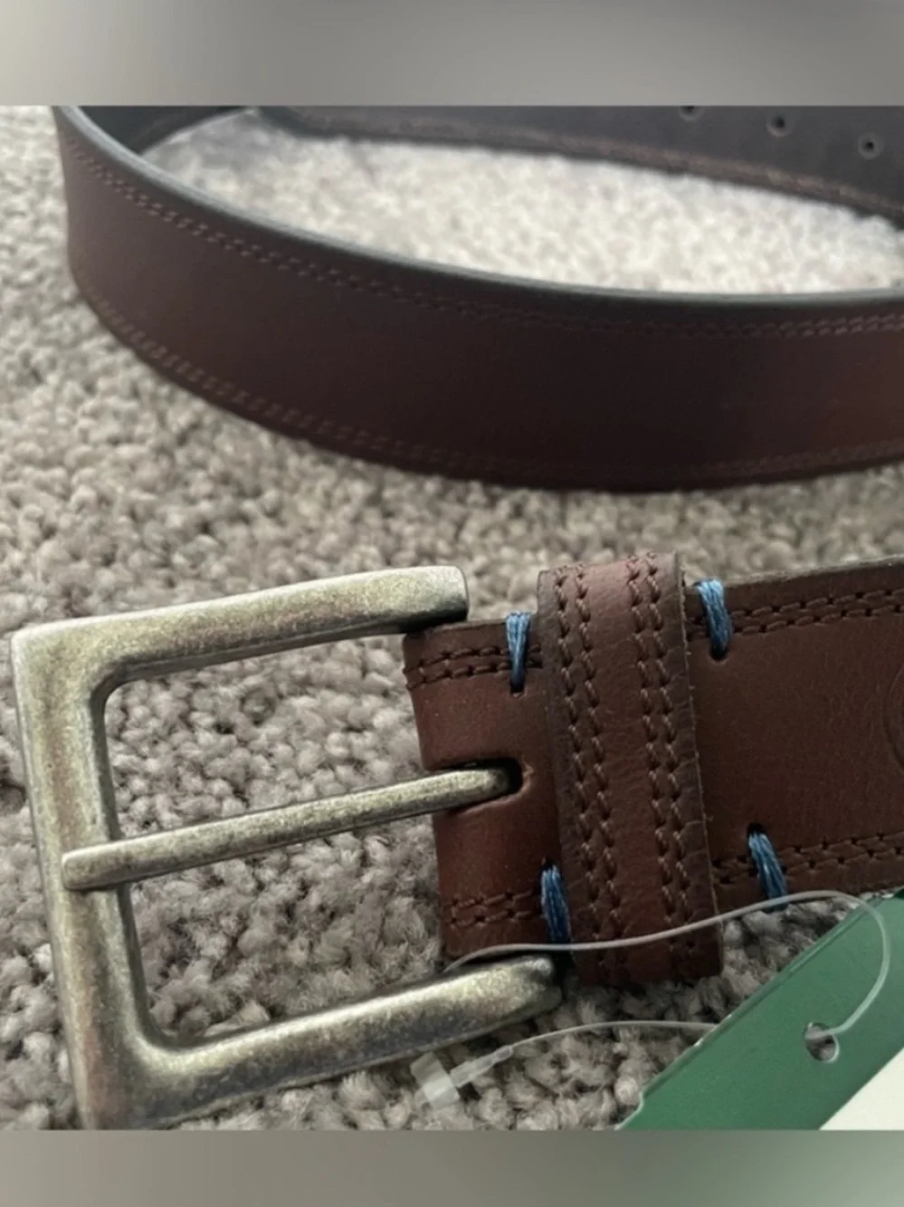 Boconi Men's Brown Leather Belt with Brushed Metal Buckle